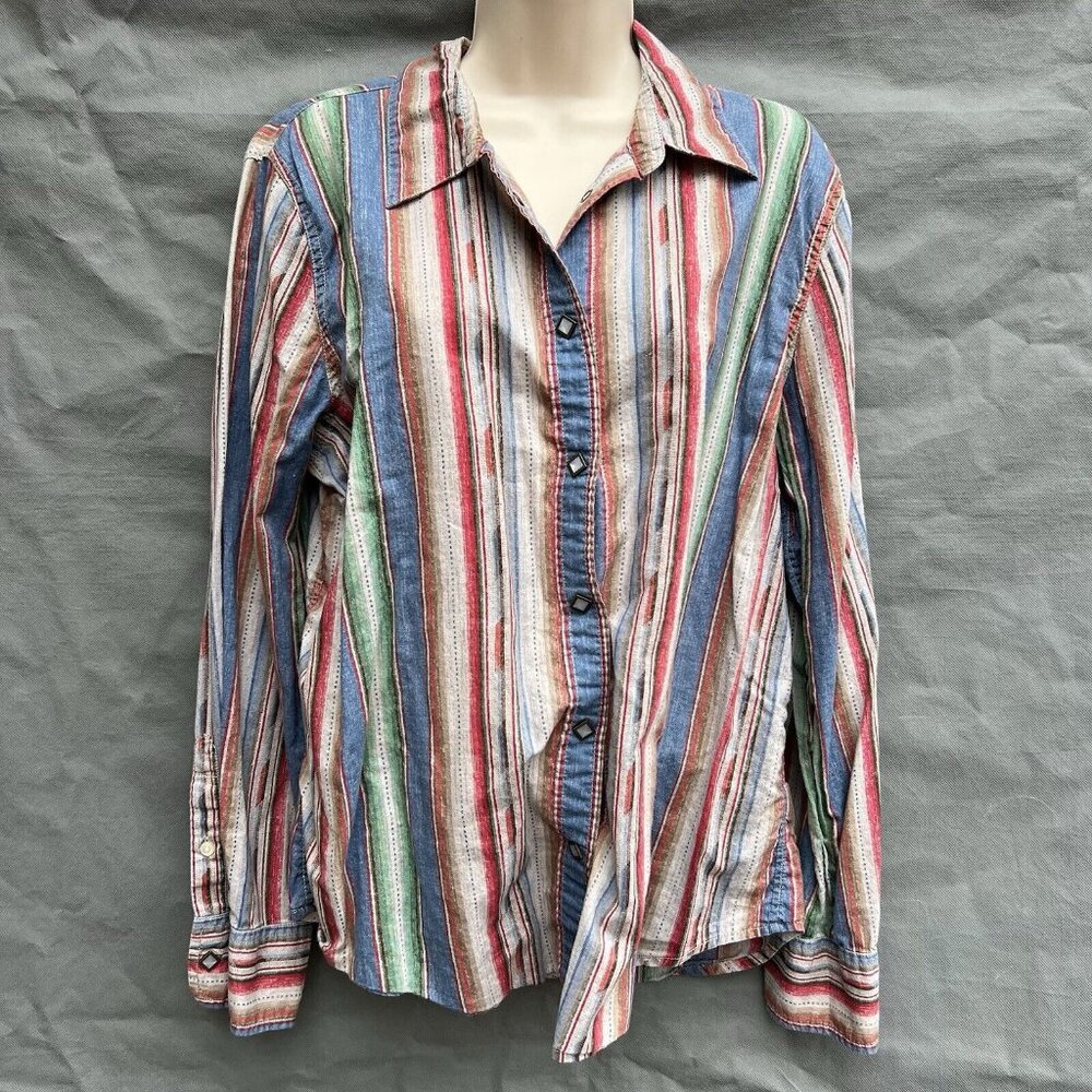 LRL Ralph Lauren Jeans Co. Size XL Cotton Striped Aztec Western Pearl Snap